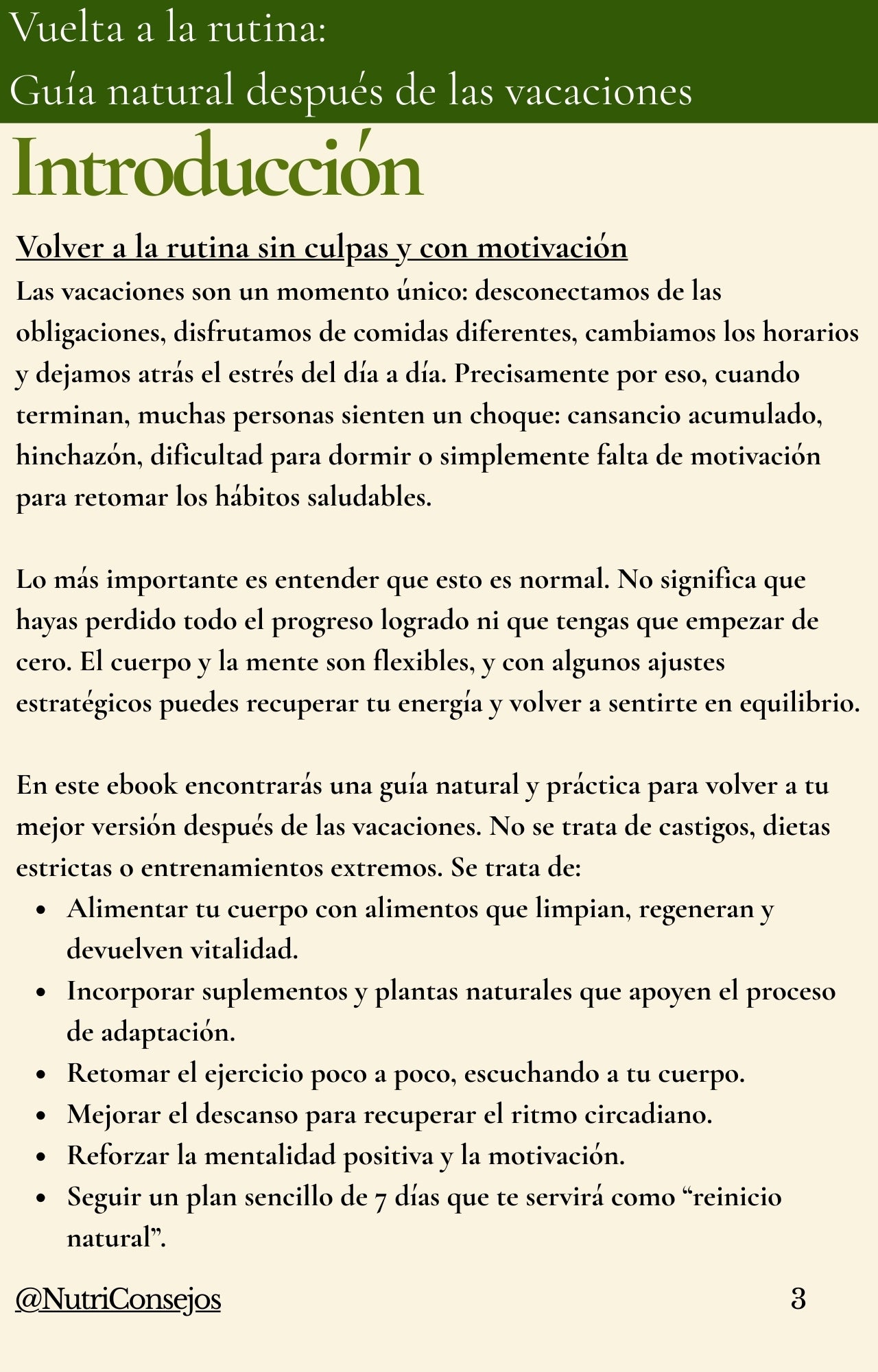 Vuelta a la rutina:  Guía natural después de las vacaciones(ebook)