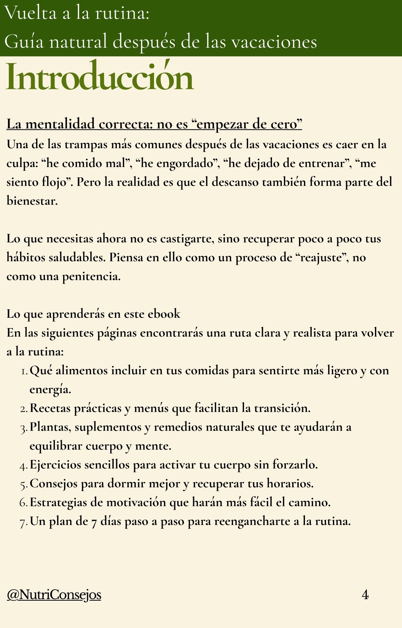 Vuelta a la rutina:  Guía natural después de las vacaciones(ebook)